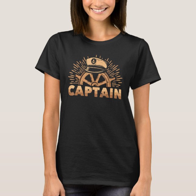 Camiseta Vela - Capitán - Barco - Atardecer - Rueda - Mar - (Anverso)