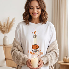 Camiseta Vela de Acción de Gracias Cálida y Agradecida Otoñ
