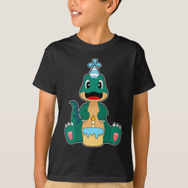 Camiseta Vela de pastel de cumpleaños de Dinosaurio (Anverso)