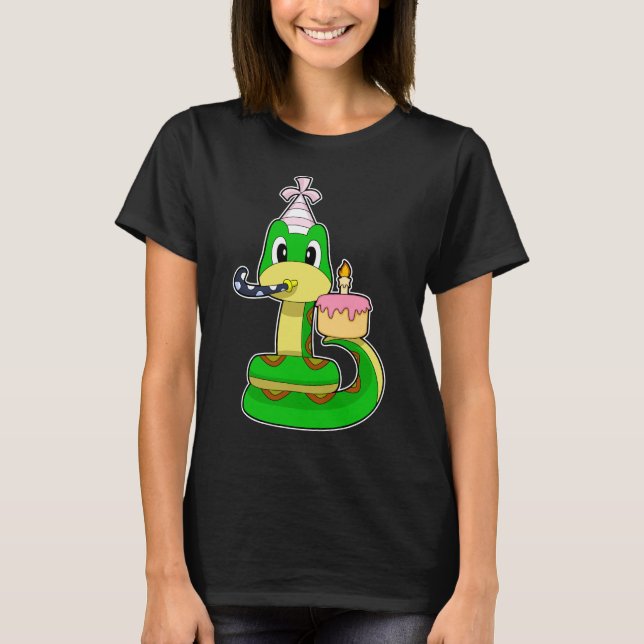Camiseta Vela de pastel de cumpleaños de serpiente (Anverso)