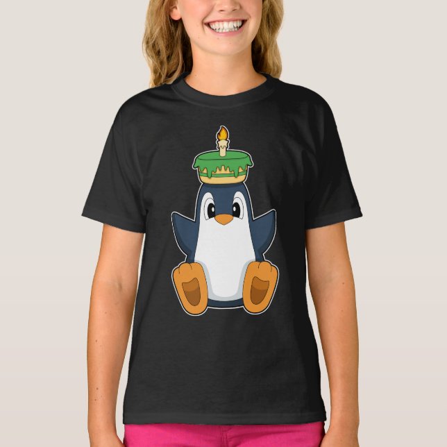 Camiseta Vela de pastel de cumpleaños pingüino (Anverso)
