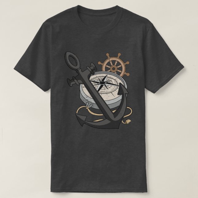 Camiseta Vela de vela de la brújula de los ríos del mar (Diseño del anverso)