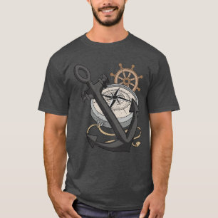 Camiseta Vela de vela de la brújula de los ríos del mar