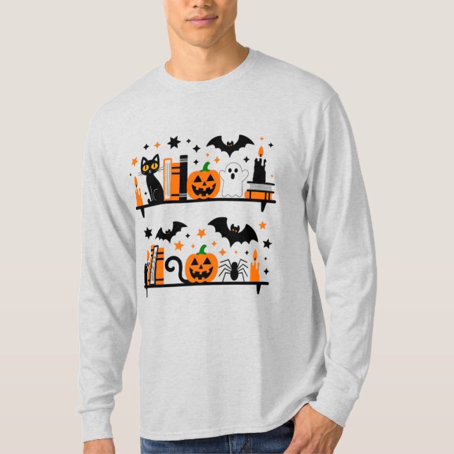 Camiseta Vela del libro de Halloween de la Bata de Calabaza (Anverso)