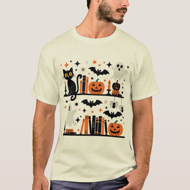 Camiseta Vela del libro de Halloween de la Bata de Calabaza (Anverso)