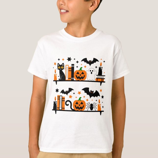 Camiseta Vela del libro de Halloween de la Bata de Calabaza (Anverso)