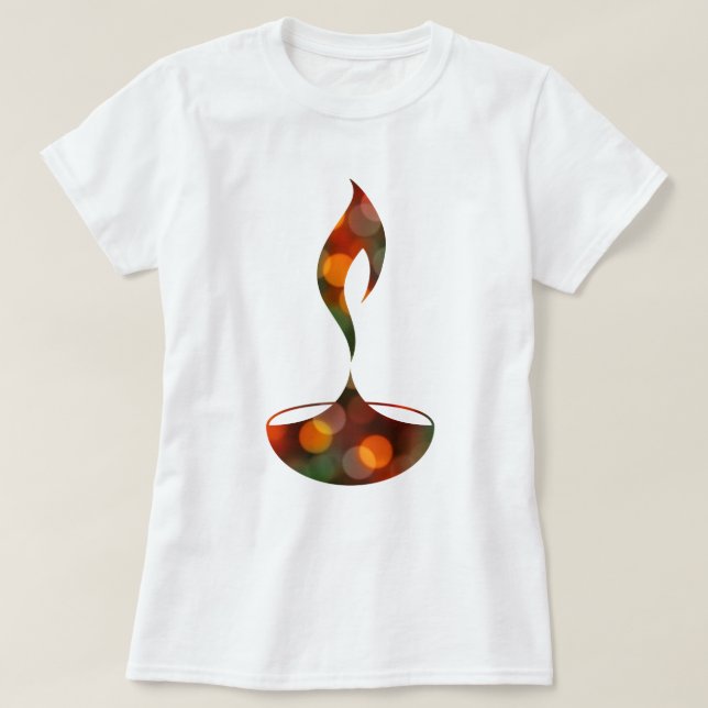 Camiseta vela diwali diya bokeh (Diseño del anverso)