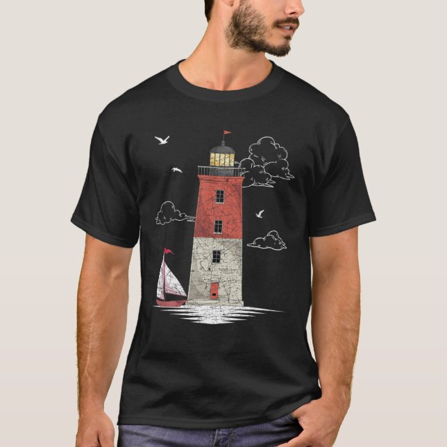 Camiseta Vela Náutica Vela Mar Niebla Océano Li (Anverso)