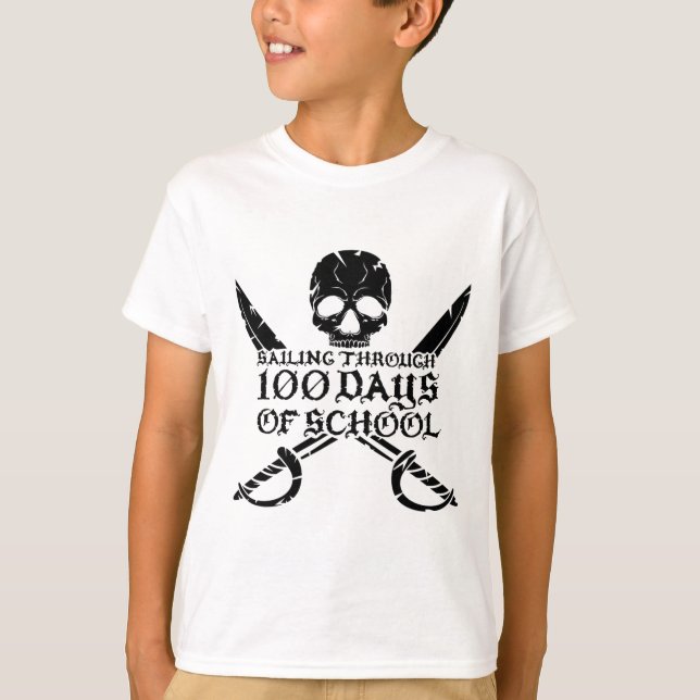 Camiseta Vela Pirata A Lo Largo De 100 Días De Niños Escola (Anverso)