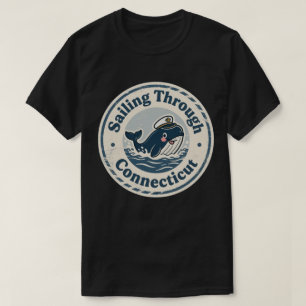 Camiseta Vela vintage a través de Connecticut Ballena