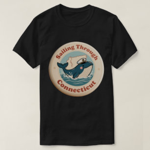 Camiseta Vela Vintage a Través de Connecticut Ballena