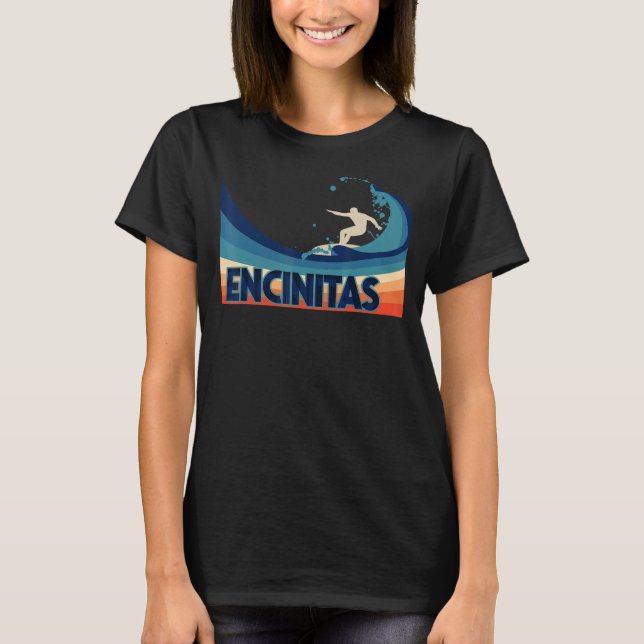 Camiseta Vela y pesca retro de Encinitas California (Anverso)