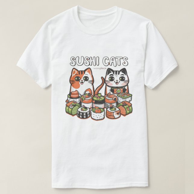 Camiseta Velada de Gatos Sushi (Diseño del anverso)