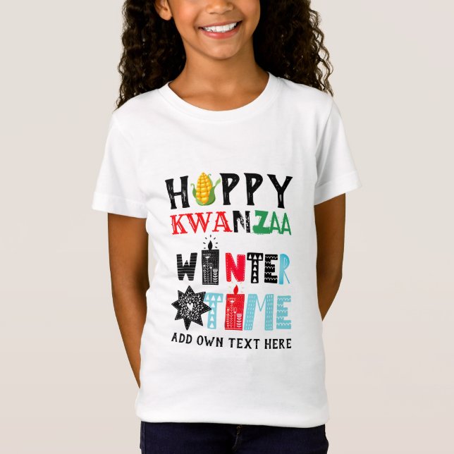 Camiseta Velas de invierno de KWANZAA Feliz personalizable (Anverso)