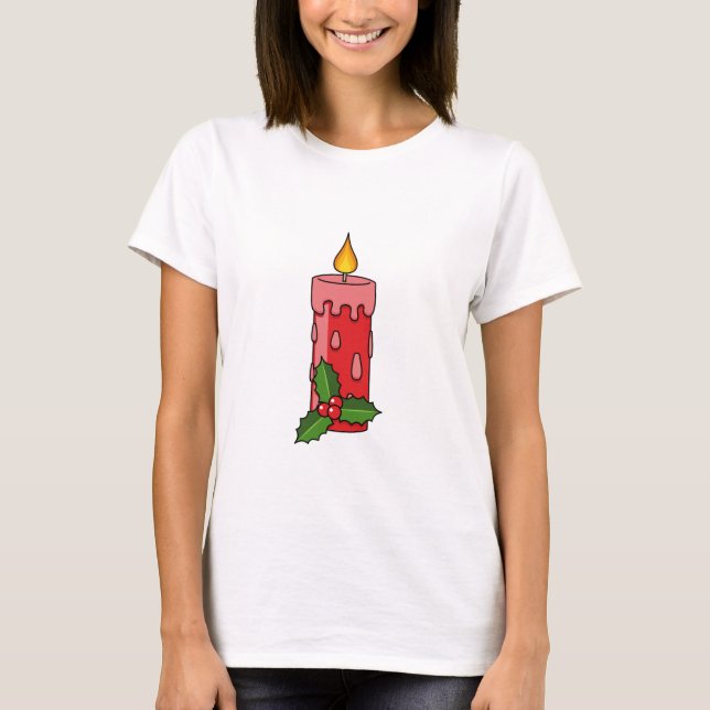 Camiseta Velas del pilar rojo navidad con Holly (Anverso)