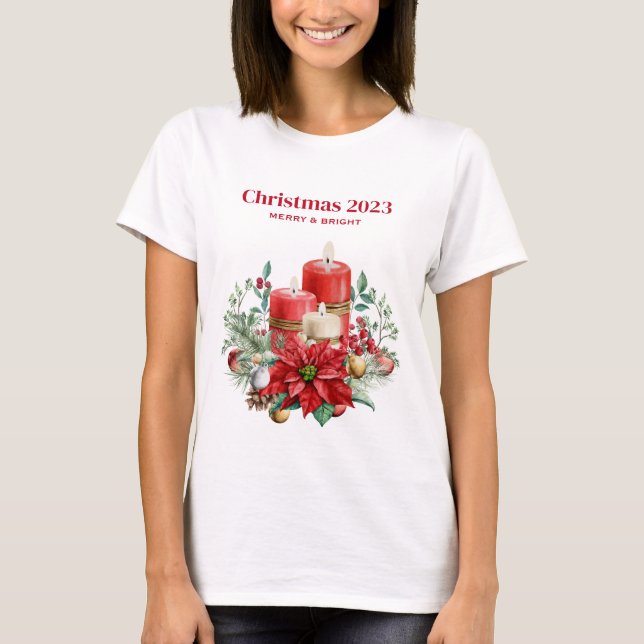 Camiseta Velas y Navidades de Poinsettia Bouquet (Anverso)