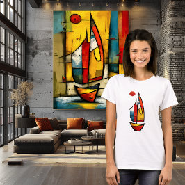 Camiseta Velero abstracto | Arte náutico expresionista