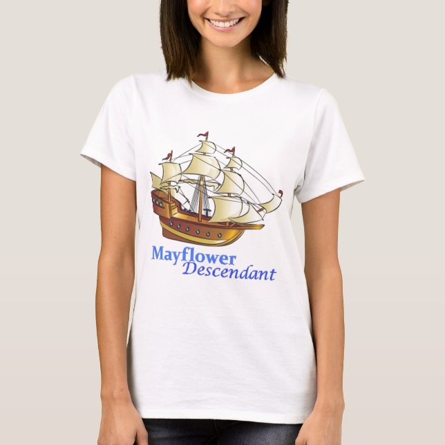 Camiseta Velero del descendiente de Mayflower (Anverso)
