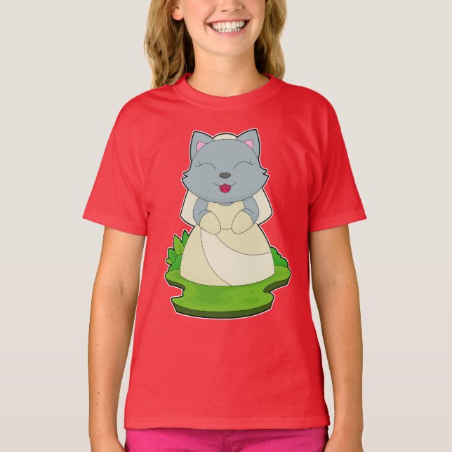 Camiseta Velo de Novia Gato Boda (Anverso)
