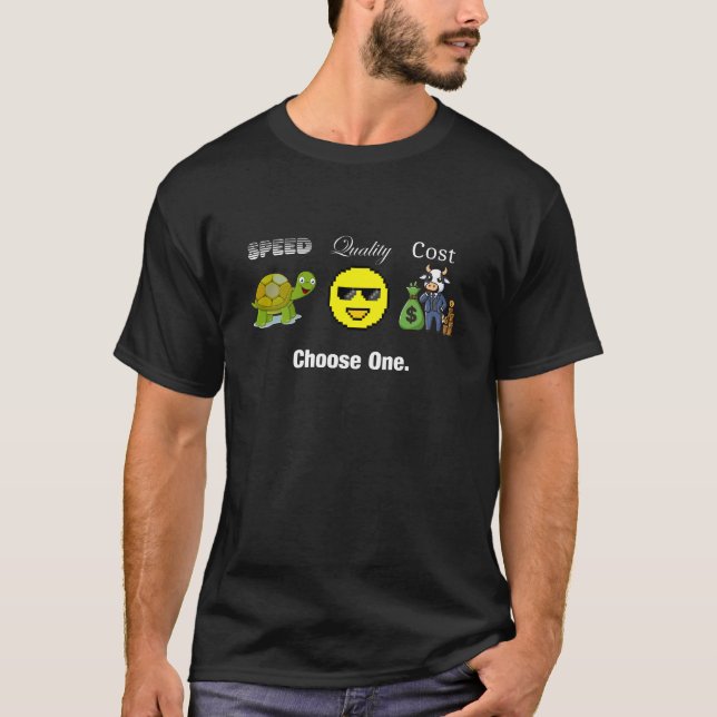 Camiseta Velocidad, calidad, coste. Elegir uno (Anverso)