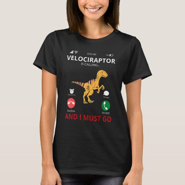 Camiseta Velociraptor llama dinosaurio (Anverso)