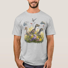 Camiseta Velociraptores en un prado