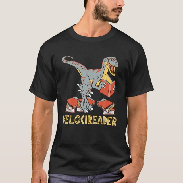 Camiseta Velocireader Funny Dinosaur Reading Gift (Anverso)