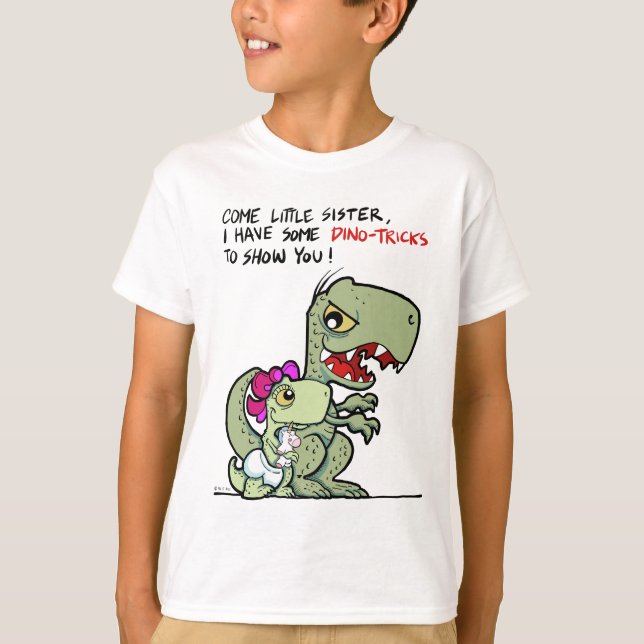 Camiseta Ven hermana pequeña, tengo algunos trucos de dino (Anverso)