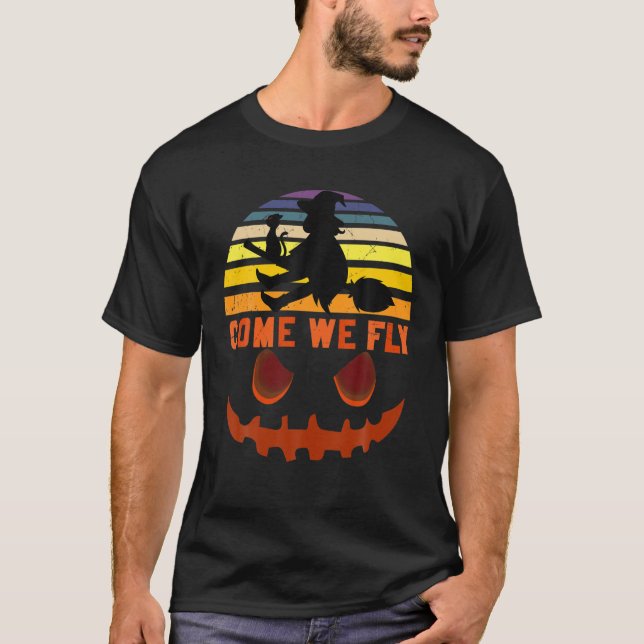 Camiseta Ven Volamos - Graciosa Bruja Halloween - Costo de  (Anverso)
