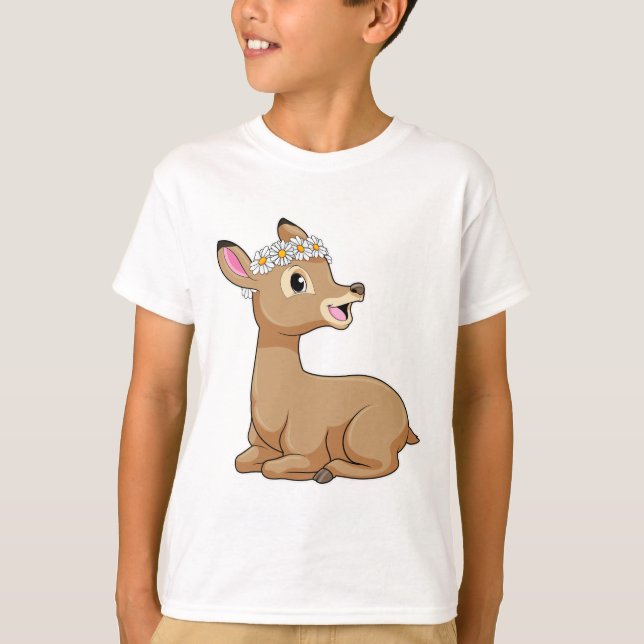 Camiseta Venado con flores de margarita (Anverso)