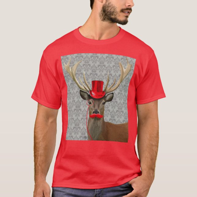 Camiseta Venado con Gorra rojo y bigote (Anverso)