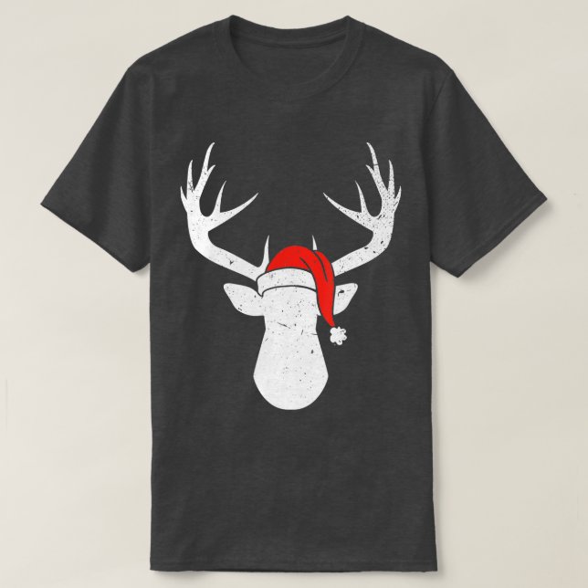 Camiseta Venado Con Navidades De Santa Hat Caza Pajama (Diseño del anverso)