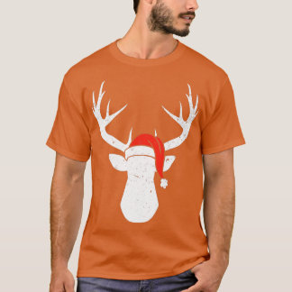 Camiseta Venado con Navidades de Santa Hat Pajama Caza Rega