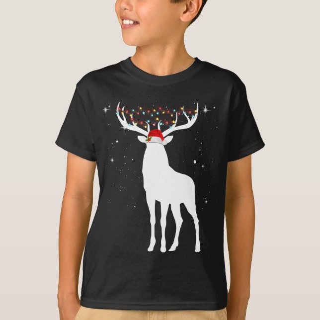 Camiseta Venado Con Sombrero De Santa Enluce A Navidades Pa (Anverso)