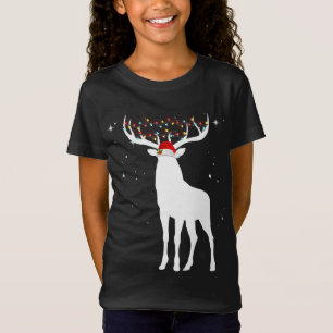 Camiseta Venado Con Sombrero De Santa Enluce A Navidades Pa