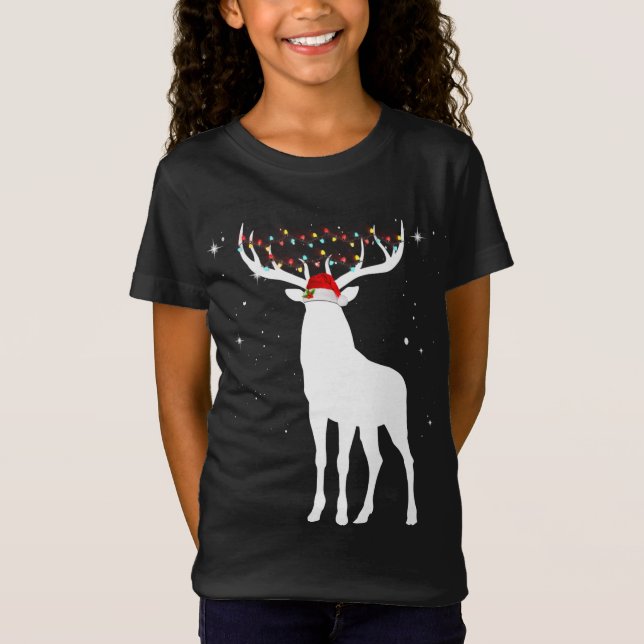 Camiseta Venado Con Sombrero De Santa Enluce A Navidades Pa (Anverso)