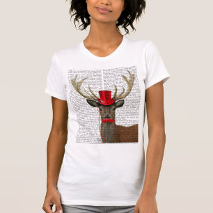 Camiseta Venado con sombrero rojo y bigote