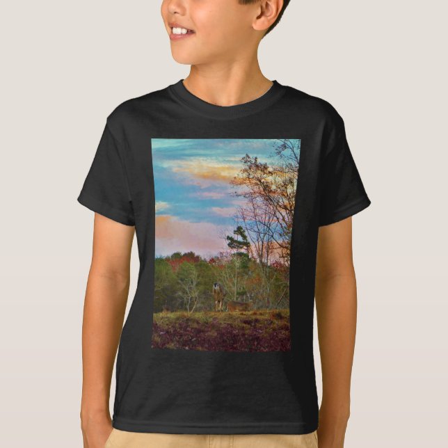 Camiseta Venado con un cielo azul rosado (Anverso)