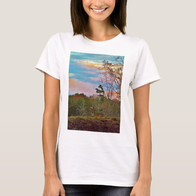 Camiseta Venado con un cielo azul rosado (Anverso)