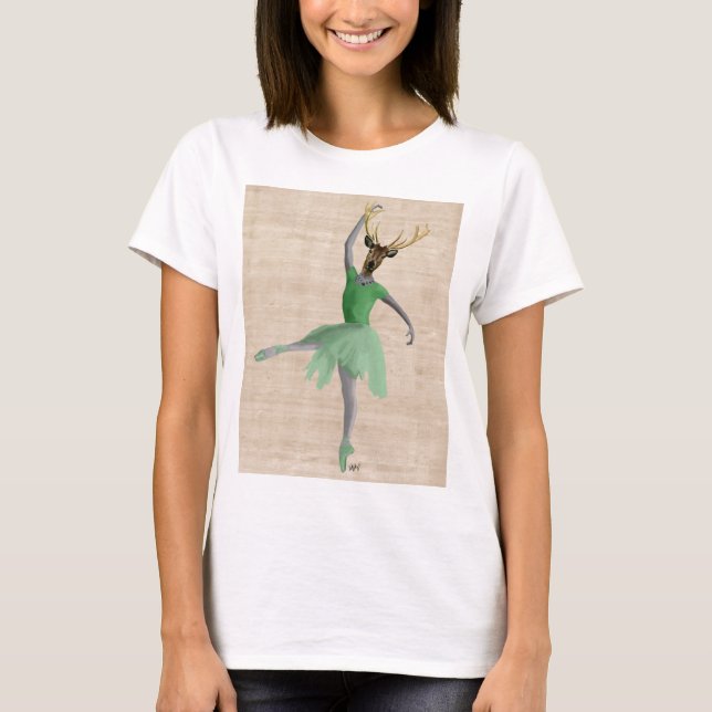 Camiseta Venado de ballet en verde 2 (Anverso)