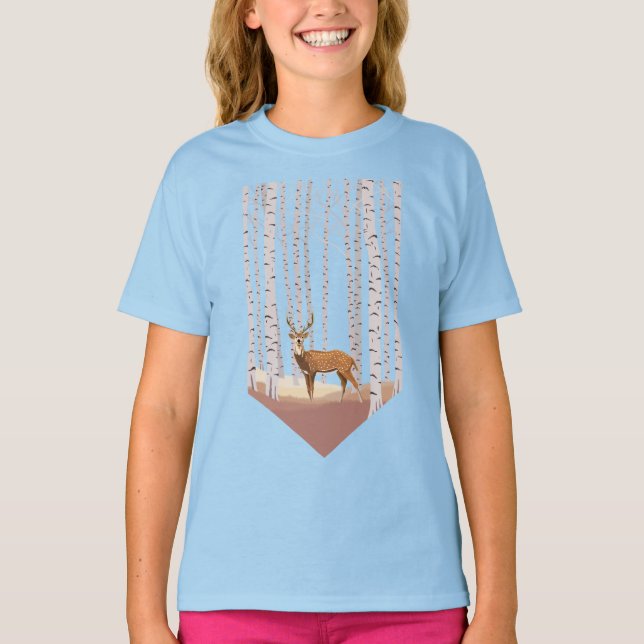 Camiseta Venado en los bosques de Birch (Anverso)