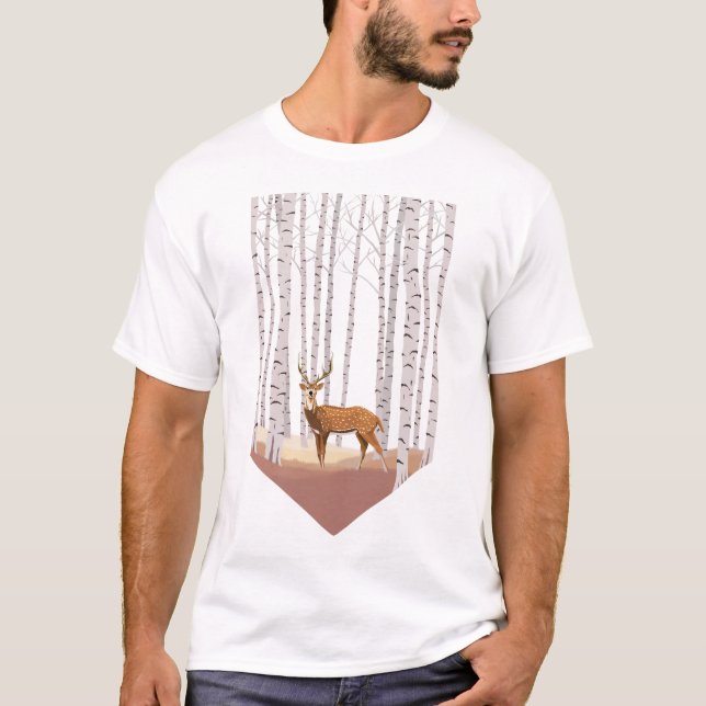 Camiseta Venado en los bosques de Birch (Anverso)