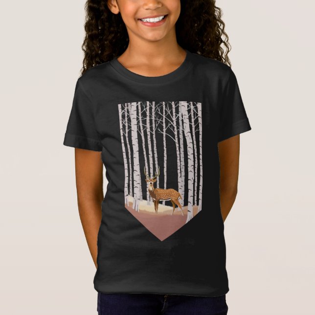 Camiseta Venado en los bosques de Birch (Anverso)