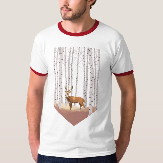 Camiseta Venado en los bosques de Birch (Anverso)