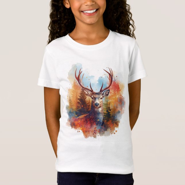 Camiseta Venado en un bosque otoñal (Anverso)