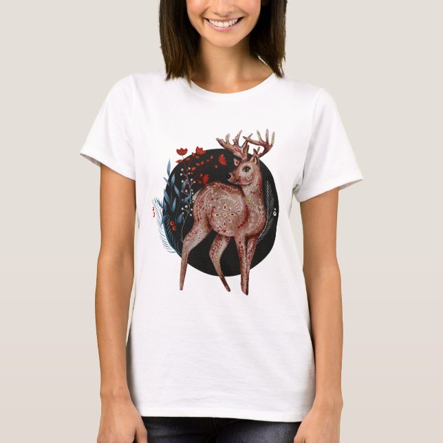 Camiseta Venado escandinavo de navidad de estilo vintage (Anverso)