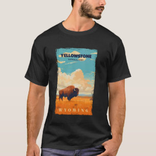 Camiseta Venado Vintage En El Campo Yellowstone National Pa