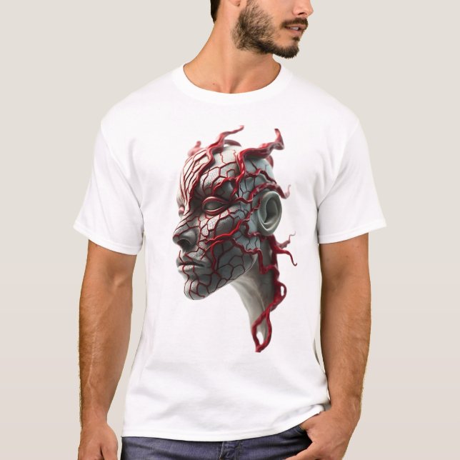 Camiseta Venas de sangre tribales faciales Resumen de arte (Anverso)