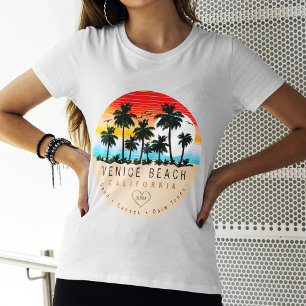 Camiseta Venecia Beach California Retro Palmeras Souvenir