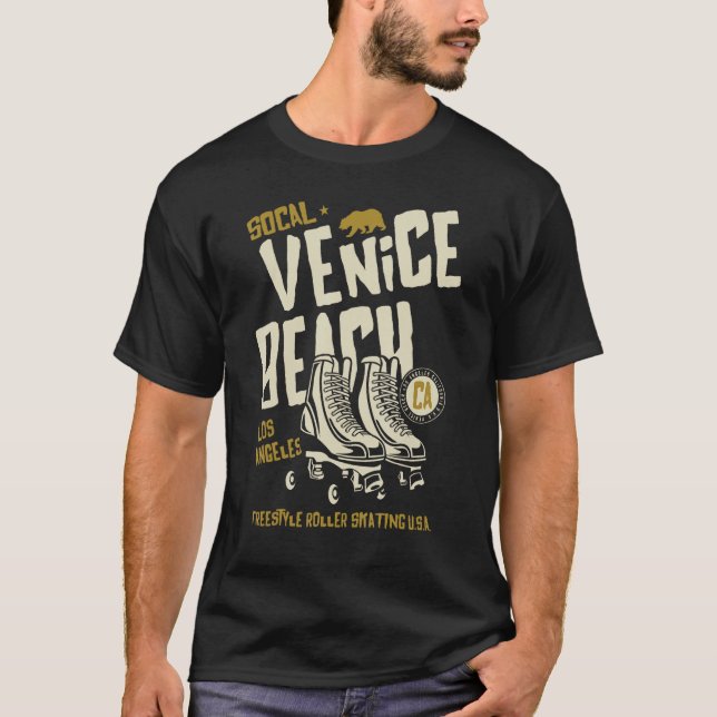 Camiseta Venecia Beach California Retro Roller Skate 1 (Anverso)